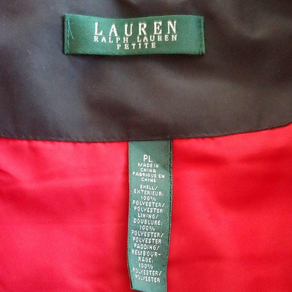 Lauren Ralph Lauren Red and Black Quilted Puffer Vest Women's Petite Large - Picture 9 of 15